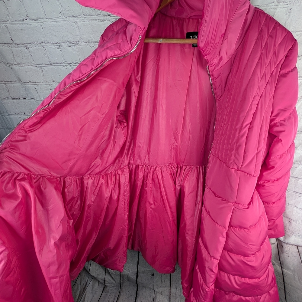 Mod X Bright Pink Quilted Puffer Women's Coat Swing Bottom Sz XL - Picture 9 of 13